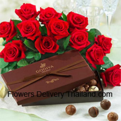 12 Hermosas Rosas con Deliciosos Chocolates