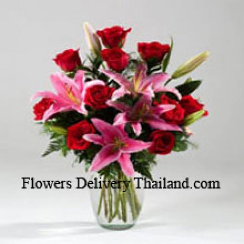 Cute Roses and Pink Lilies