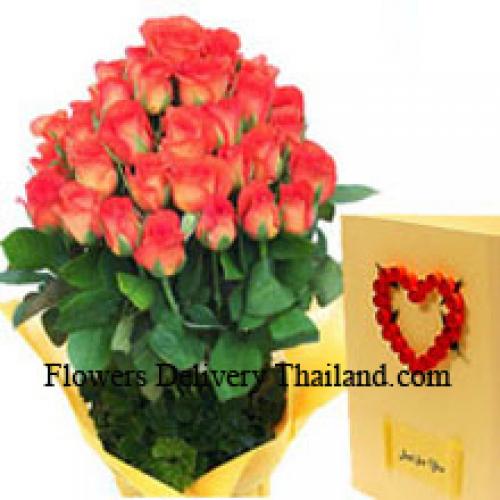 30 Orange Roses with Card