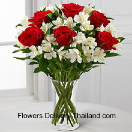 Elegant 6 Red Roses 