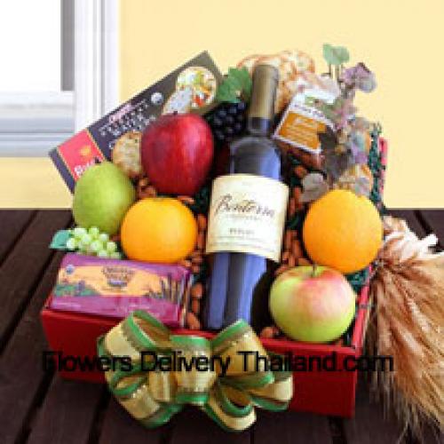 Sortierter Geschenkkorb mit Wein